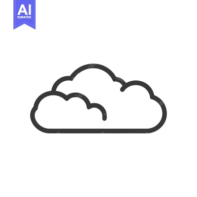 Aset desain premium: A simple outlined illustration depicting a puffy cloud in the sky