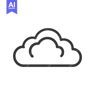 Aset premium populer: A simple stylized illustration of a fluffy cloud in the sky