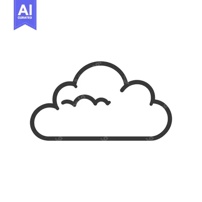 Aset desain premium: A simple outline illustration of a fluffy cumulus cloud