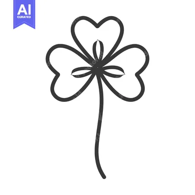 Aset desain premium: A simple outline drawing of a three leaf clover plant