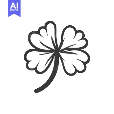 Aset desain premium: A simple black four leaf clover on a white background