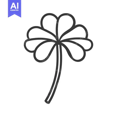 Premium design asset: A stylized black and white illustration of a shamrock plant