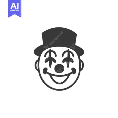 Premium design asset: A happy cartoon clown wearing a black top hat and smiling