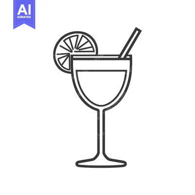 Aset premium populer: A line drawing of a cocktail in a stemmed glass