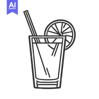 Aset desain premium: Illustration depicting a cold beverage served with citrus fruit garnis