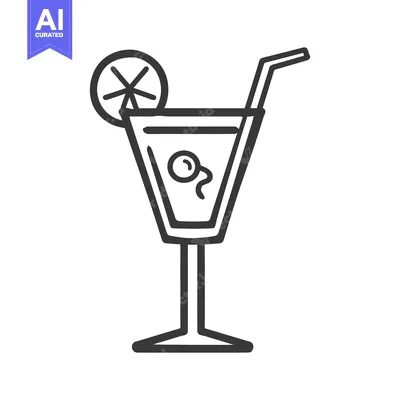 Aset premium populer: A stylized image of a cocktail with a lemon slice