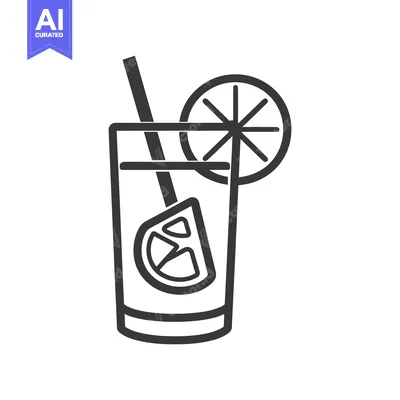 Aset premium populer: A refreshing drink with a straw and a citrus fruit slice