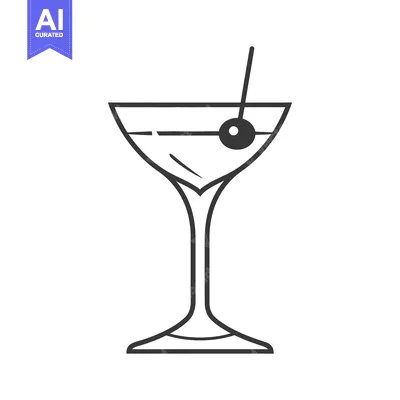 Aset premium populer: A simple illustration of a cocktail beverage with a cherry