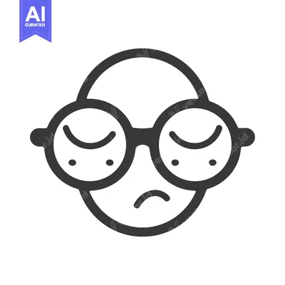 Aset premium populer: A stylized icon depicting a person with closed eyes and glasses