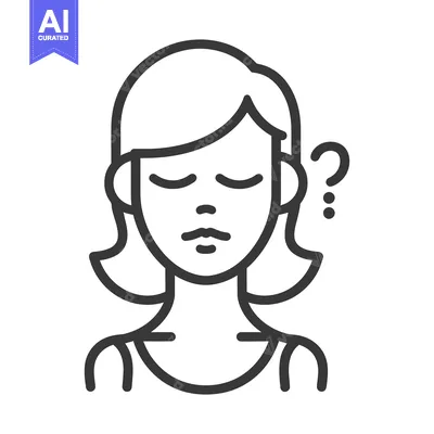 A minimalist illustration of a woman with a question mark
