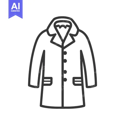 Aset desain premium: Simple Line Drawing Depicting a Classic Winter Overcoat Garment