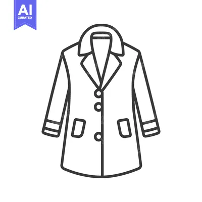Aset desain premium: Simple linear illustration depicting a coat with buttons and pockets