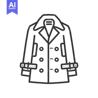 An illustrated line art depiction of a classic overcoat design