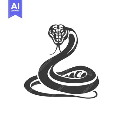 Aset premium populer: A coiled snake illustration with its head raised in a striking posture