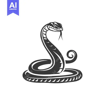 Premium design asset: A stylized black and white illustration of a coiled snake is depicted