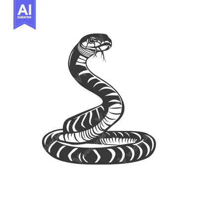 Premium design asset: An illustrated coiled snake with its head raised looking focused