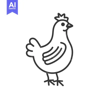 Popular premium asset: An outlined illustration of a chicken standing in a straight position
