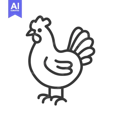 Aset premium populer: A Simple Illustration Showing a Chicken Standing in Profile