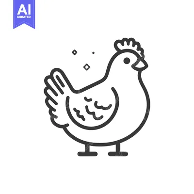 Premium design asset: A simple black and white illustration of a small chicken bird