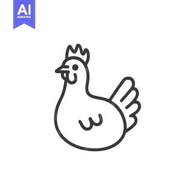 Aset premium populer: A simple black and white illustrated image of a chicken