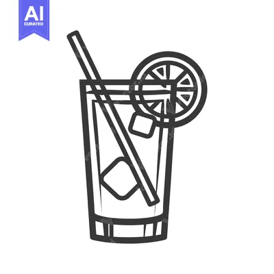 Premium design asset: A stylized image depicting a refreshing cocktail drink with ice