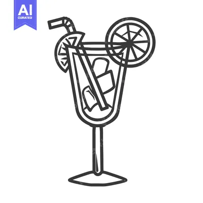 Popular premium asset: A simple black and white image of a cocktail glass