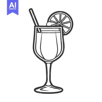 Popular premium asset: A refreshing beverage with citrus slice and drinking straw inside glas