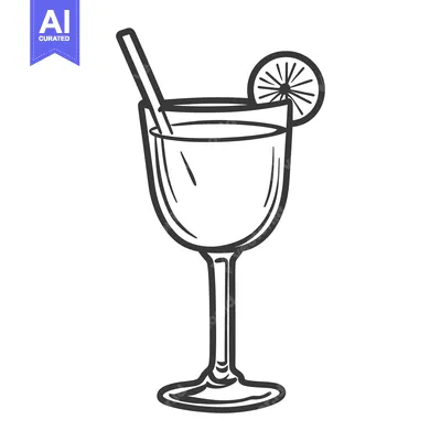 Premium design asset: An illustrated drink in a stemmed glass with a citrus garnish