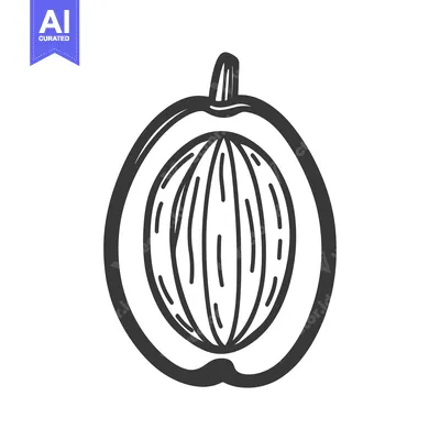 Aset premium populer: A half fruit with a kernel visible in the center