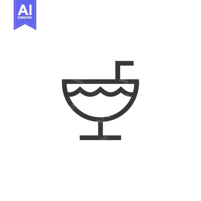 Aset desain premium: Coconut Drink with Straw and Wavy Liquid Icon