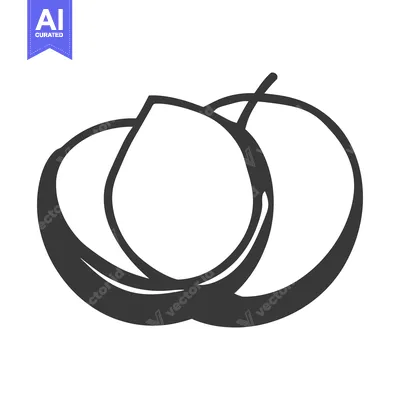 Popular premium asset: A monochrome illustration depicting two connected rounded fruit pieces