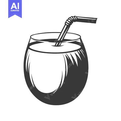 Aset premium populer: A refreshing drink is served with a straw inside a glass cup