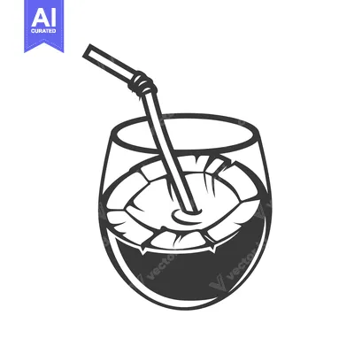 Premium design asset: An elegant illustration depicting a tropical drink with a straw