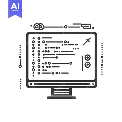 Aset premium populer: Black and white image of computer screen with code lines