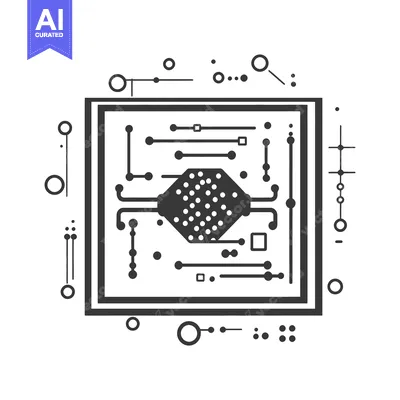Aset premium populer: An abstract black and white illustration of a circuit board design
