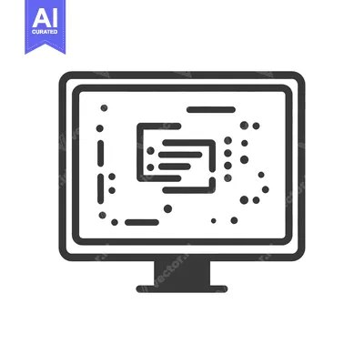 Aset desain premium: A simple illustration of a computer monitor showing technology display