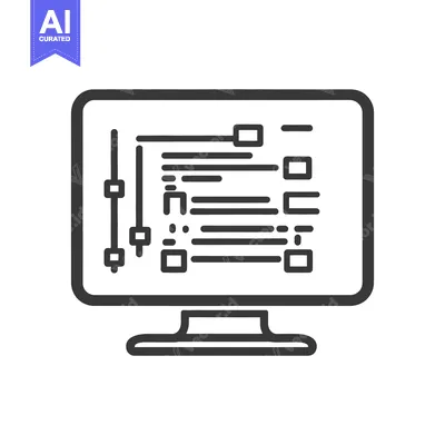 Aset desain premium: A computer monitor shows data and controls in a graphic interface