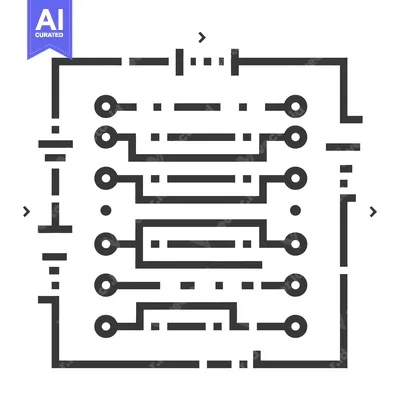Aset desain premium: A schematic illustration of a circuit board with multiple components