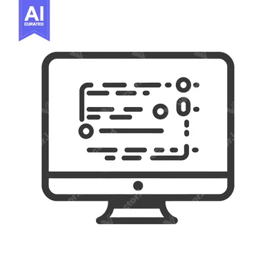 Aset desain premium: The computer screen displays a digital flowchart of information