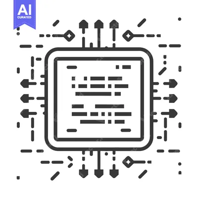 Aset desain premium: Digital processor chip diagram with data transfer line connections and