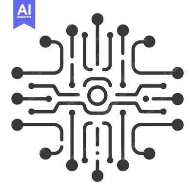 Aset premium populer: A stylized graphic of a central computer circuit board design