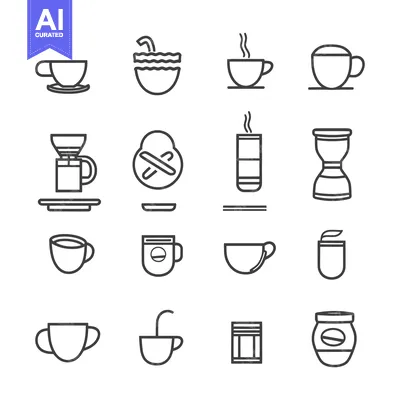 Coffee and Tea Preparation Methods Icon Set