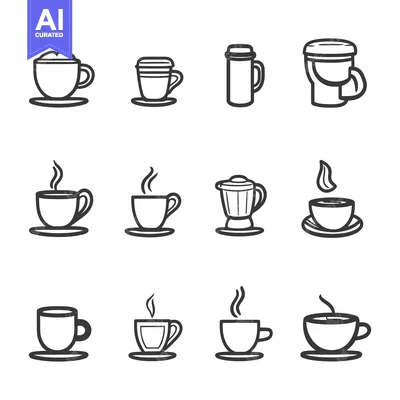 Aset premium populer: Various Line Drawings Depicting Drinkware Used For Serving Beverages