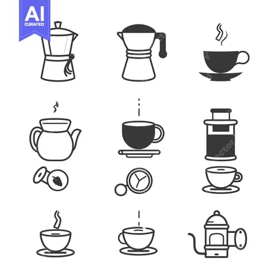 Popular premium asset: Several brewing methods and coffee drinking icons are presented