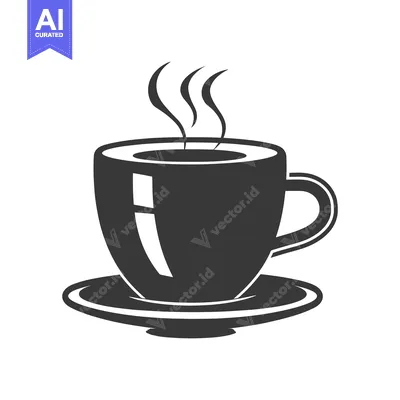 Aset premium populer: A black cup of hot beverage with steam on a white background