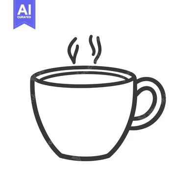 Popular premium asset: A simple black and white drawing of a coffee cup