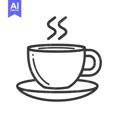 Popular premium asset: A minimalistic black and white image of a coffee cup and saucer