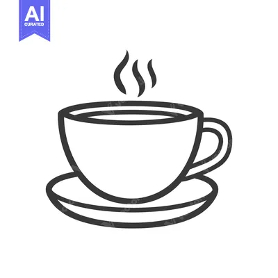 Premium design asset: A simple black and white drawing of a coffee cup