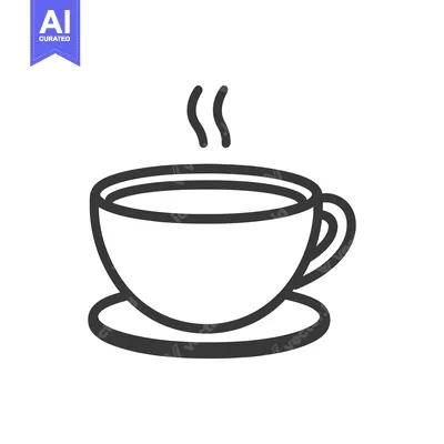 Aset premium populer: A simple illustration of a steaming coffee cup with a saucer