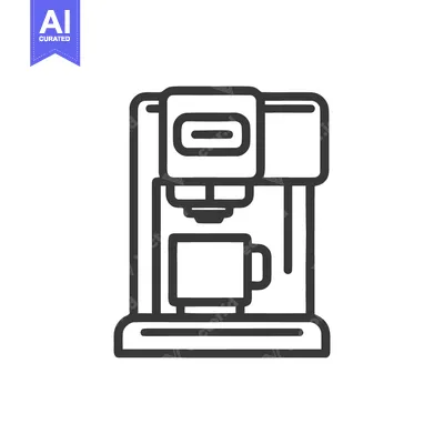 Aset desain premium: Minimalist Coffee Maker Line Art: Modern Kitchen Appliance Illustratio